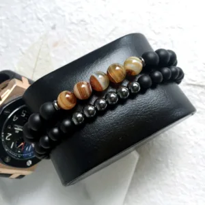 2pc Natural Stone Men's Bracelet